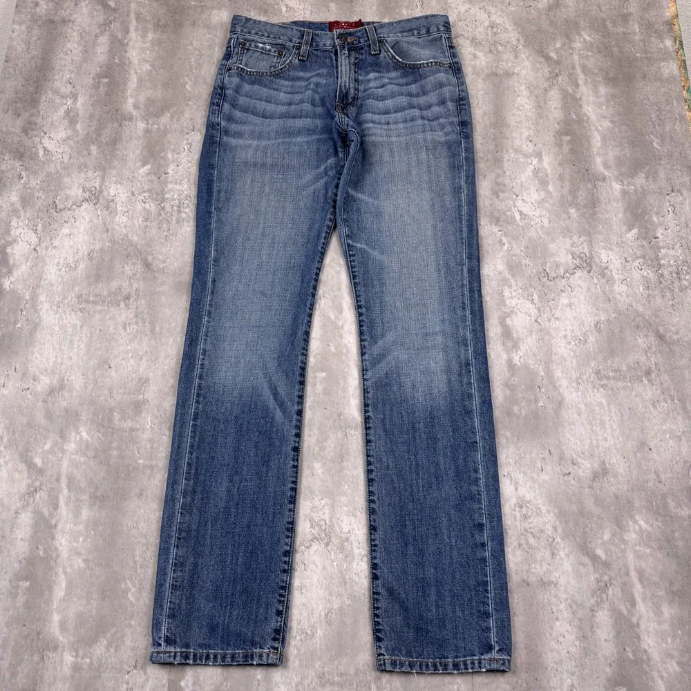 Lucky Brand Jeans Mens 29x32 Blue Faded Whisker Dark Wash 221 Original Straight